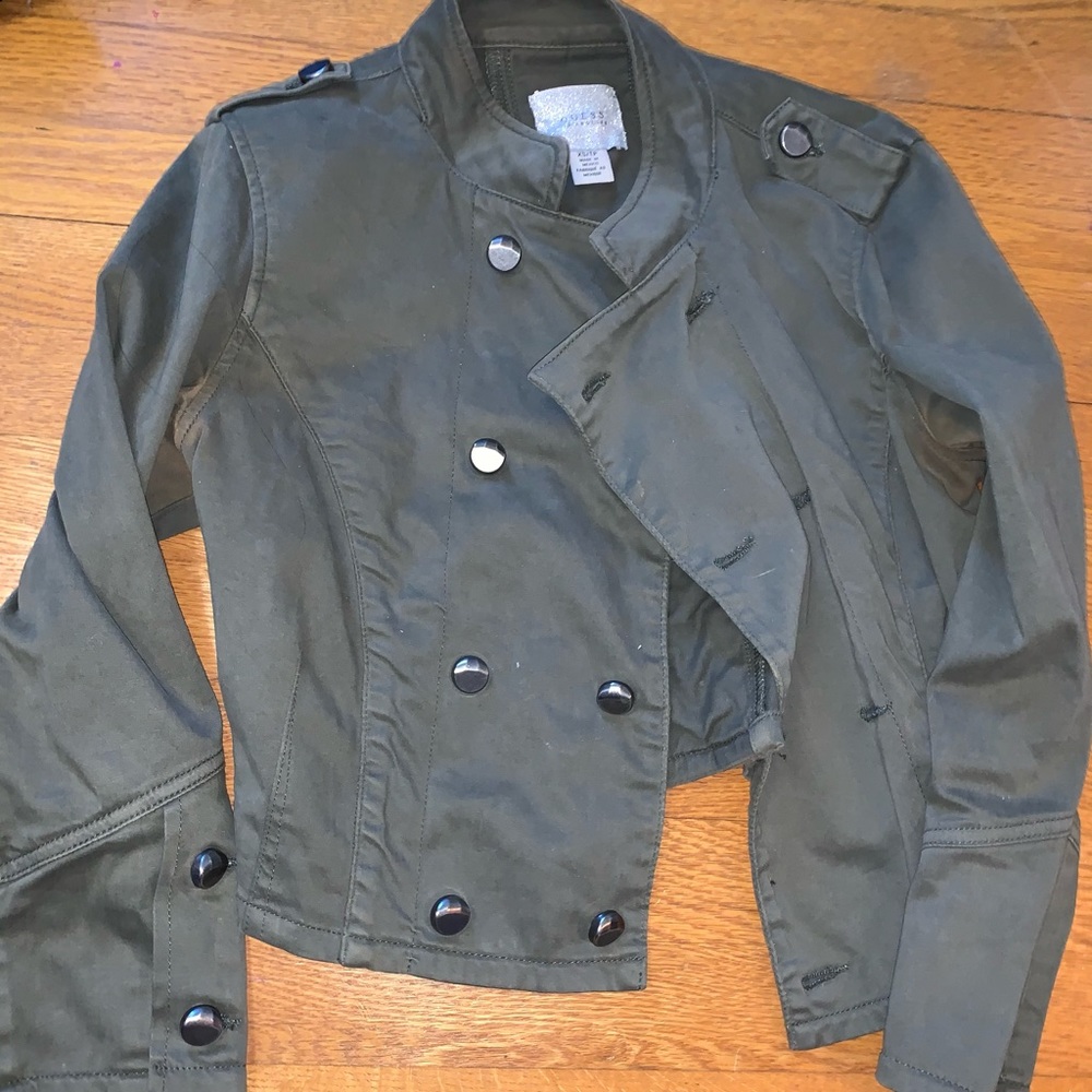 Army green cropped jacket